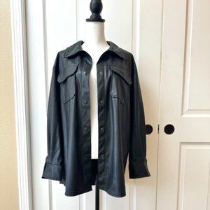 Vegan Leather Oversized Blouse Jacket
